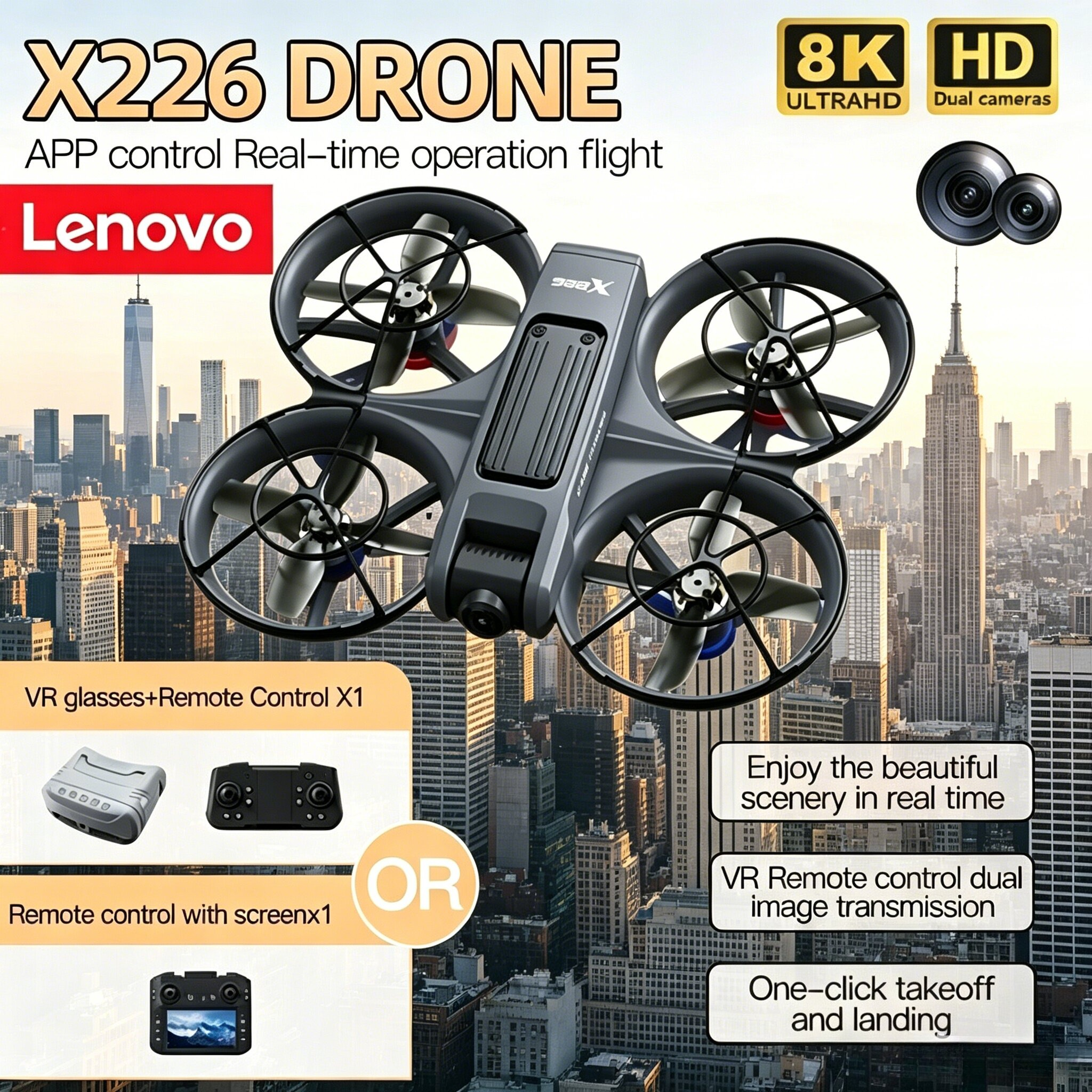 Drone Rc X226 - Lenovo X226 X226VR 8K HD Camera